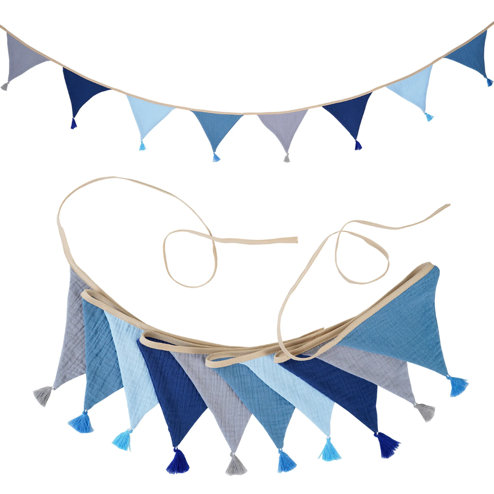 Guirlande fanions décoration chambre bébé - Bleu marin
