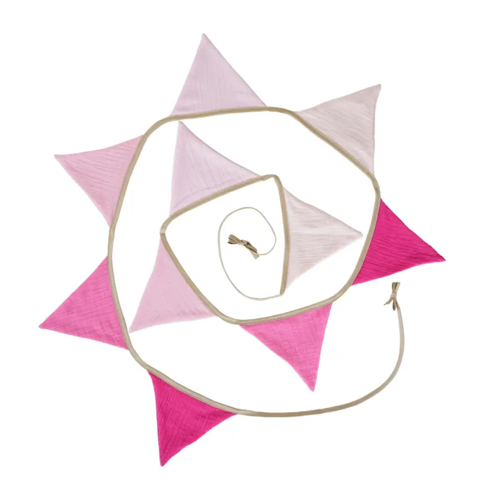 Guirlande fanions décoration chambre bébé - Rose