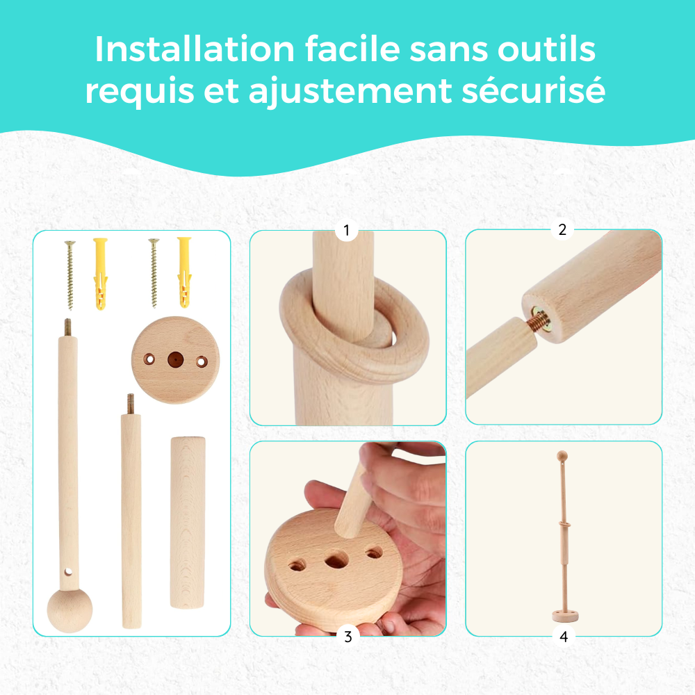 Bras mobile murale - Fixation solide 100% naturel en bois