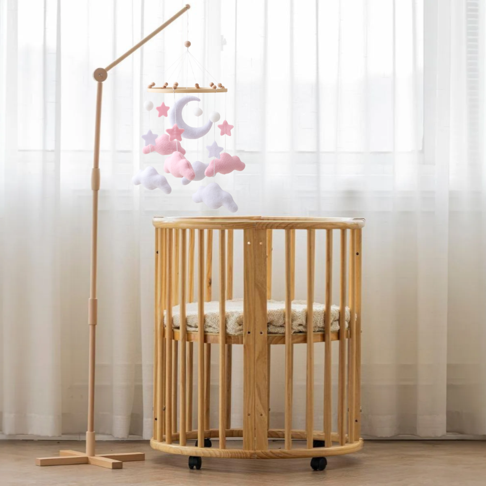 Mobile bébé d’éveil Noliboo – Clair de Lune rose