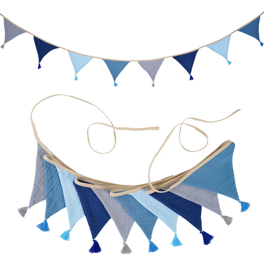 Guirlande fanions décoration chambre bébé - Bleu marin