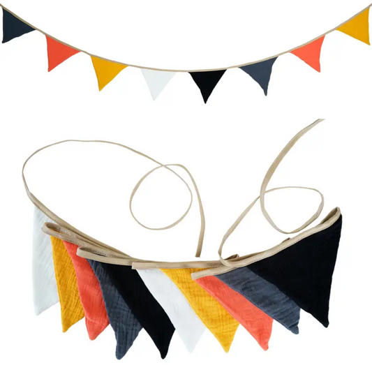 Guirlande fanions décoration chambre bébé - Noir, jaune et rouge