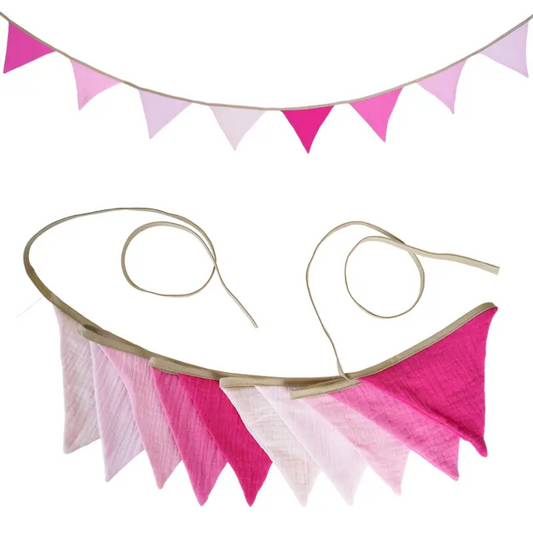 Guirlande fanions décoration chambre bébé - Rose