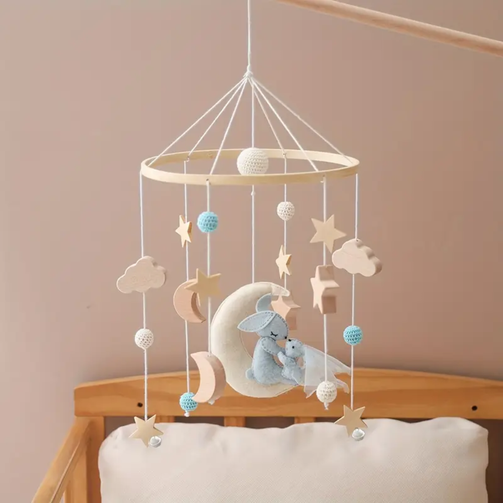 Mobile bébé d’éveil Noliboo - Lapin et son bébé au clair de Lune