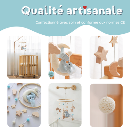 Mobile bébé d’éveil Noliboo - Lapin et son bébé au clair de Lune