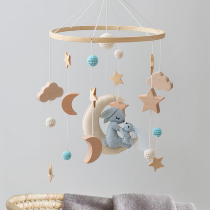 Mobile bébé d’éveil Noliboo - Lapin et son bébé au clair de Lune