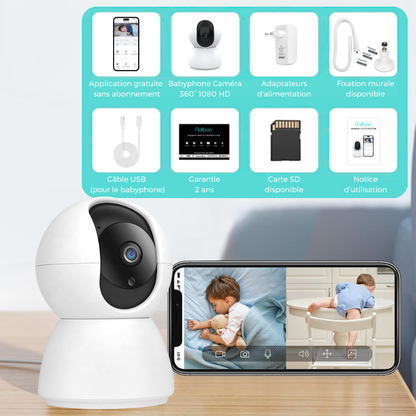 Babyphone Caméra Noliboo 360° bébé Intelligente et contrôle par application