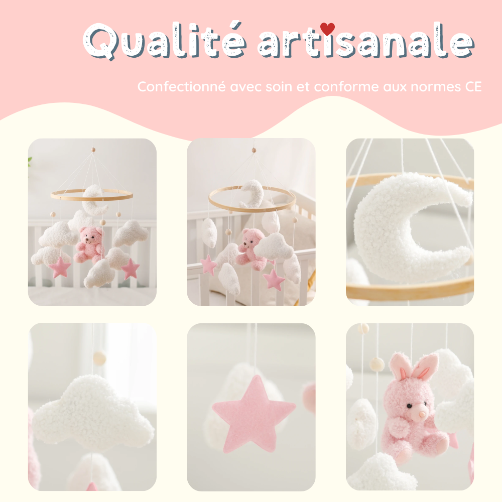 Mobile bébé d’éveil Noliboo – Rêve du Lapin Rose