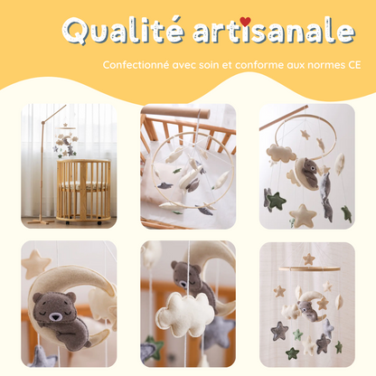 Mobile bébé d’éveil Noliboo – Ours endormi au clair de Lune