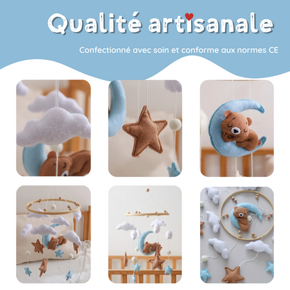 Mobile bébé d’éveil Noliboo – Ours marron au clair de Lune