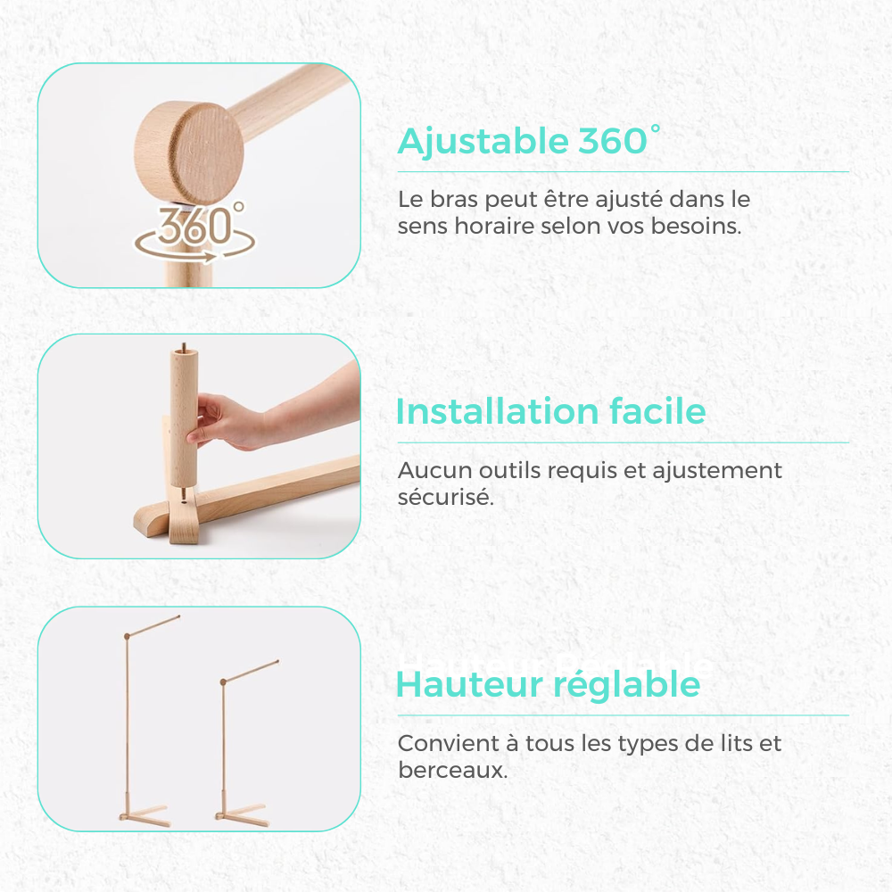Support sur pied de mobile 155 cm en bois de hêtre