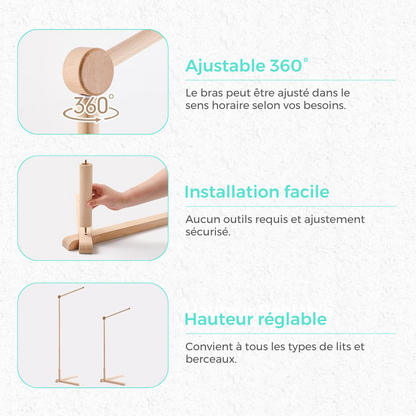 Support sur pied de mobile 155 cm en bois de hêtre