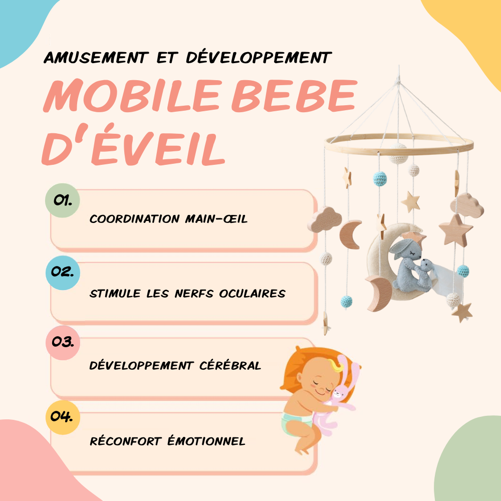 Mobile bébé d’éveil Noliboo - Lapin et son bébé au clair de Lune