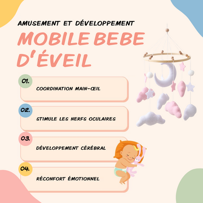 Mobile bébé d’éveil Noliboo – Clair de Lune rose