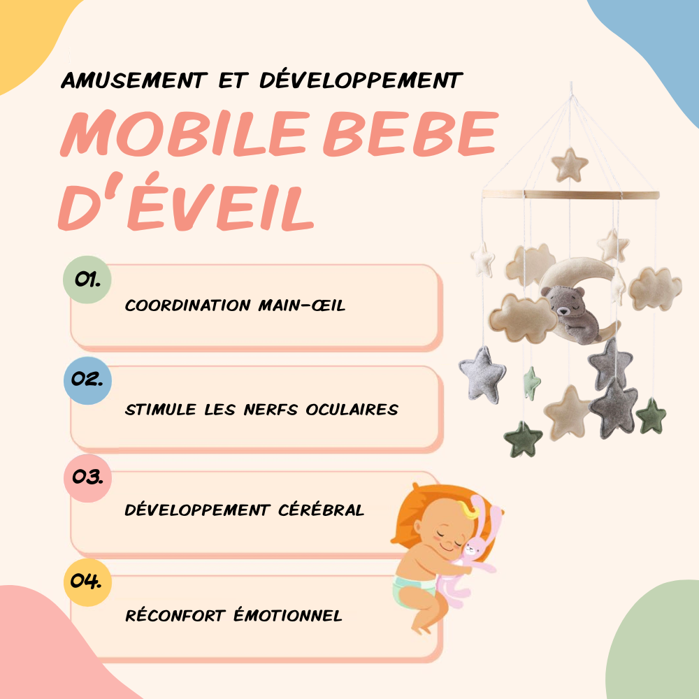 Mobile bébé d’éveil Noliboo – Ours endormi au clair de Lune