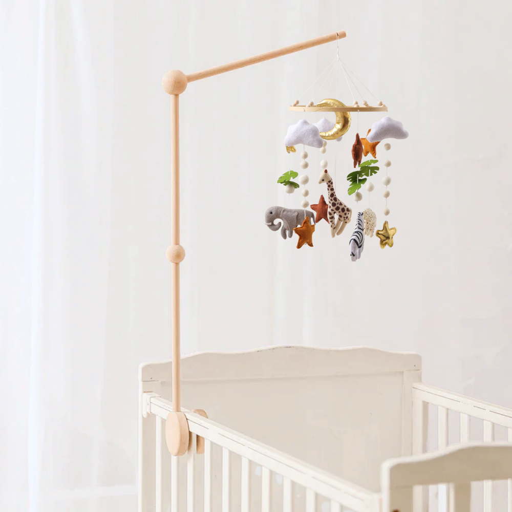Bras mobile réglable en bois de hêtre pour lit bébé et berceau