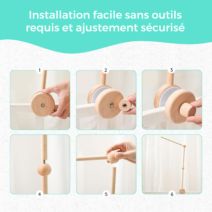 Bras mobile réglable en bois de hêtre pour lit bébé et berceau
